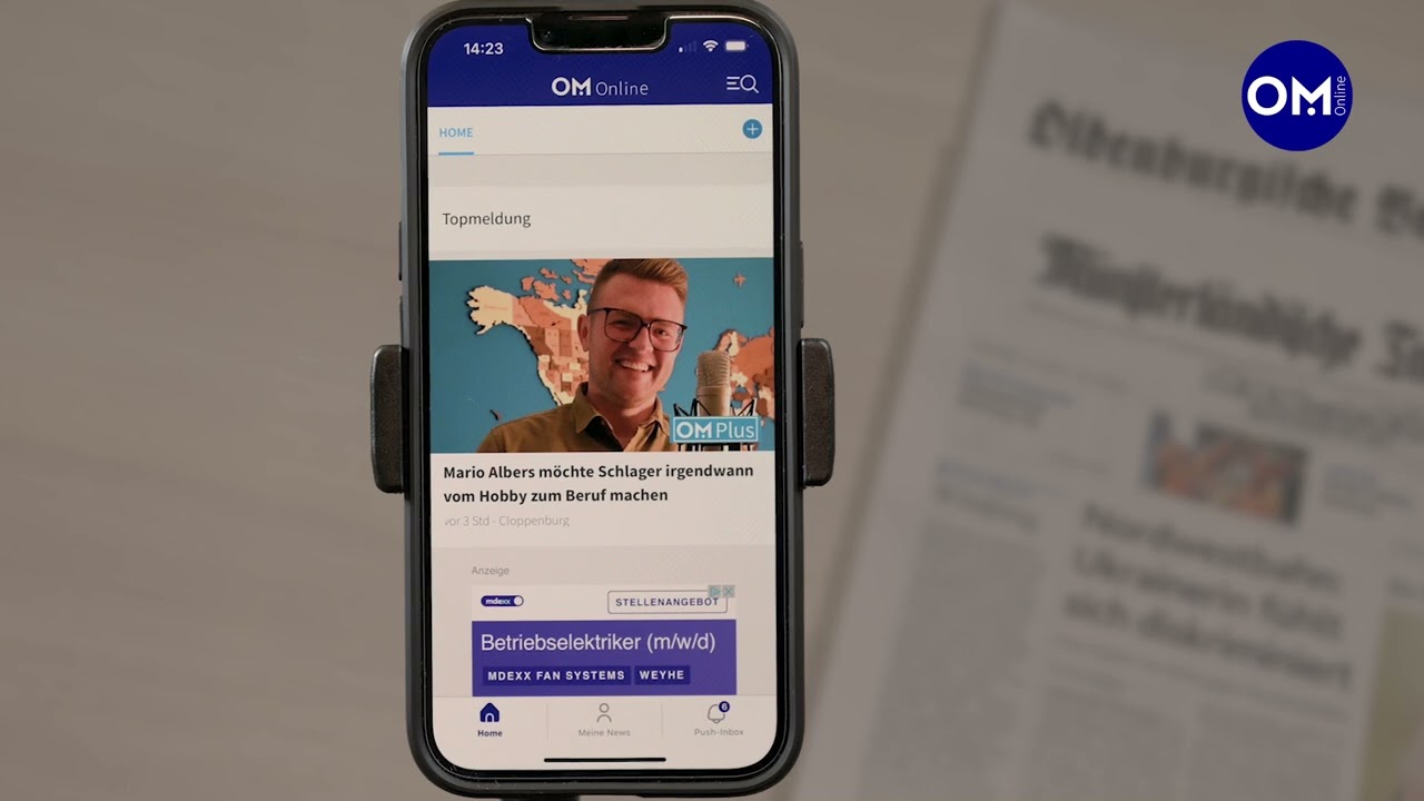 So melden Sie sich in der OM-Medien News-App an